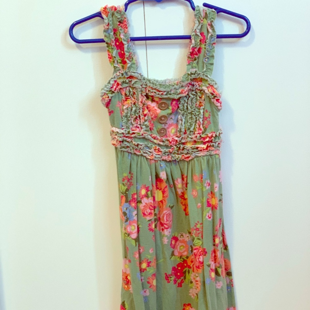 Matilda Jane size 4 green floral tank dress